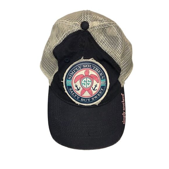 Simply Southern Hat Sea Turtle Navy and White Snap Back Mesh - Picture 1 of 5
